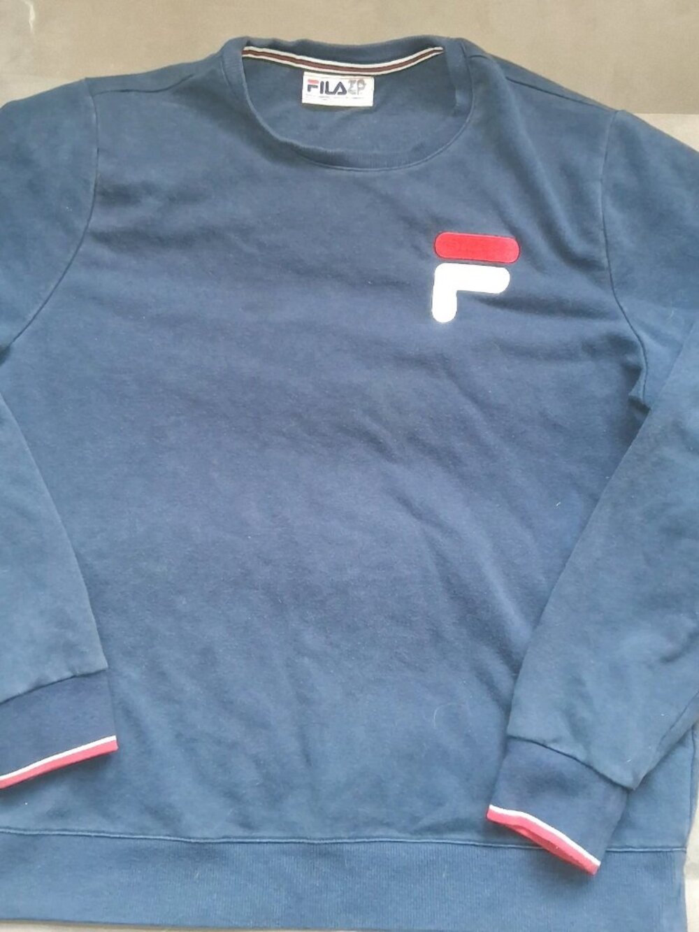 Fila Heritage Crewneck Sweatshirt Navy Embroidered Logo Large